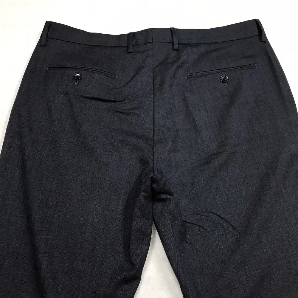 J CREW Bowery Dress Pants Men 34/34 (36x34 fit) Deep Navy Blue Flat Wool Blend